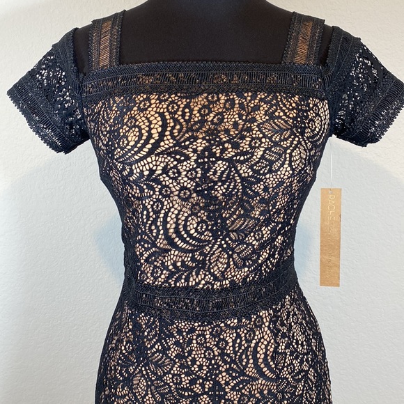 Rachel Rachel Roy Cold Shoulder Floral Lace Midi Dress In Black Size 0 Brand NEW - Picture 6 of 8